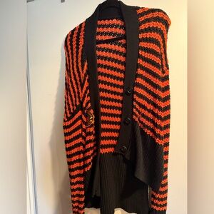Striped Orange and Black Cardigan